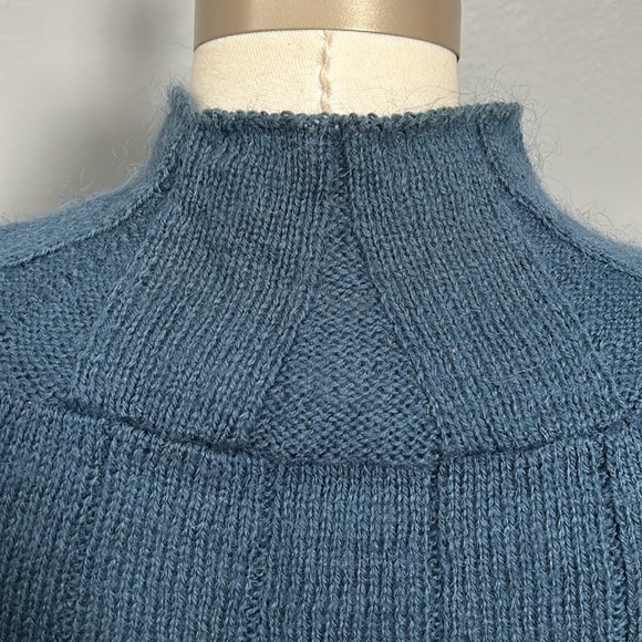 No brand blue wool knit a- line midi mock neck dress size small - Picture 10 of 13